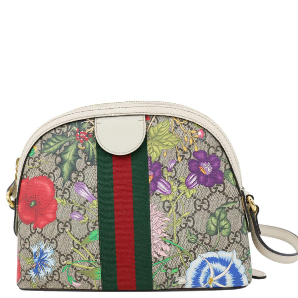 GUCCI Ophidia Flora Small Supreme Canvas Shoulder Bag Beige 499621