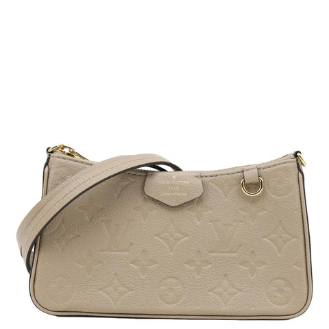 LOUIS VUITTON Easy Pouch On Strap Empreinte Leather Shoulder Bag Beige