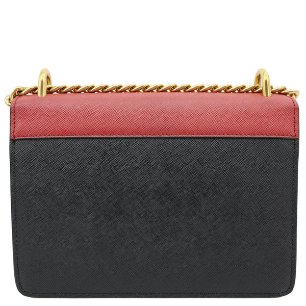 PRADA Chain Flap Saffiano Leather Crossbody Bag Red