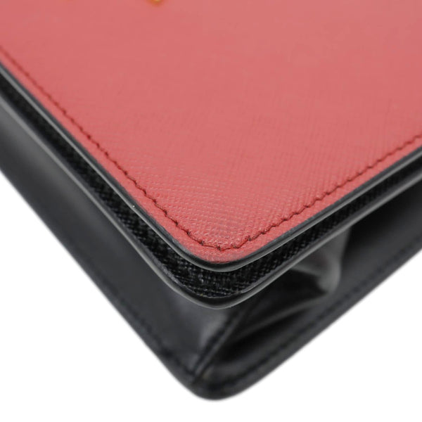 PRADA Chain Flap Saffiano Leather Crossbody Bag Red