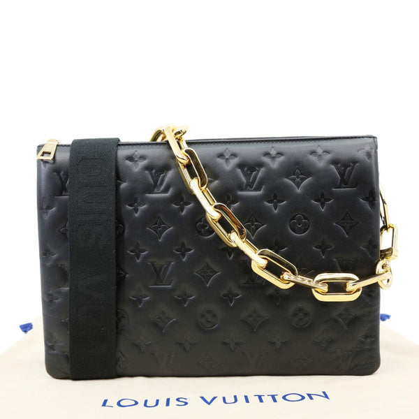 LOUIS VUITTON Coussin MM Monogram Embossed Shoulder Bag Black