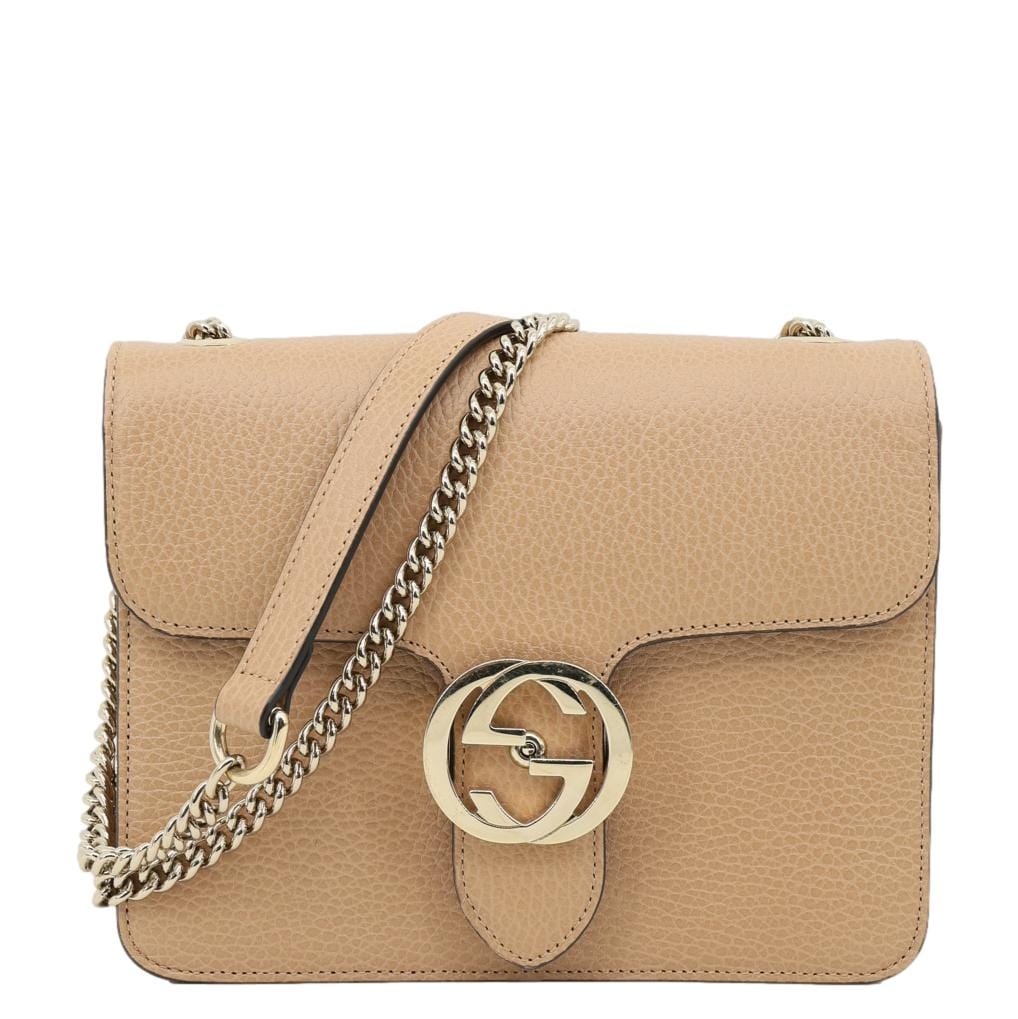 GUCCI Interlocking GG Small Dollar Calfskin Leather Crossbody Bag Beige 510304