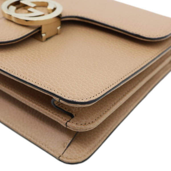 GUCCI Interlocking GG Small Dollar Calfskin Leather Crossbody Bag Beige 510304