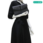 YVES SAINT LAURENT Uptown Envelope Grain De Poudre Leather Clutch Black