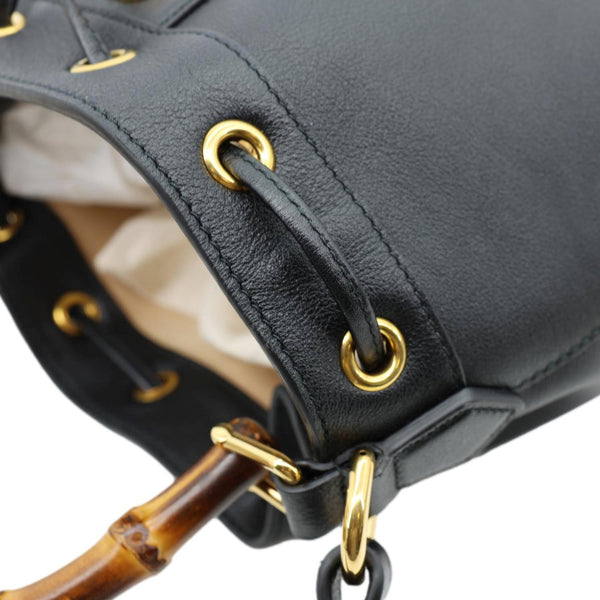 GUCCI Diana Bamboo Leather Bucket Bag Black 724652
