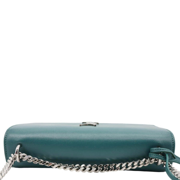 YVES SAINT LAURENT Monogram Sunset Medium Leather Satchel Crossbody Bag Green