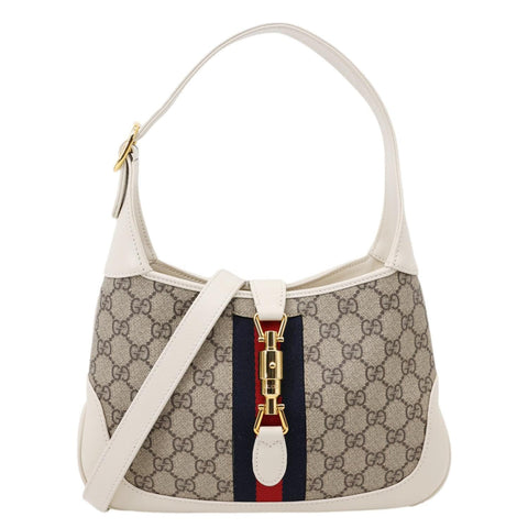 GUCCI Jackie 1961 Medium GG Supreme Canvas Hobo Bag White 636706