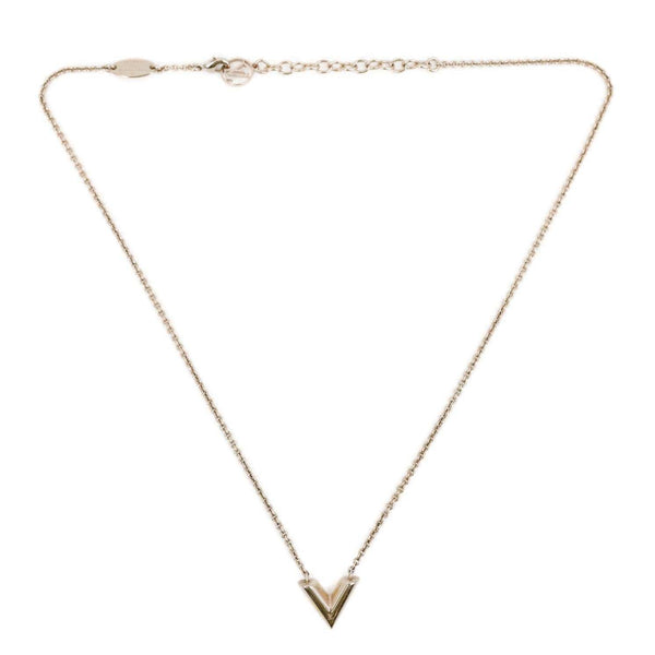LOUIS VUITTON Essential V Metal Necklace Gold