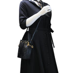 FENDI Mon Tresor Mini Leather Bucket Crossbody Bag Black