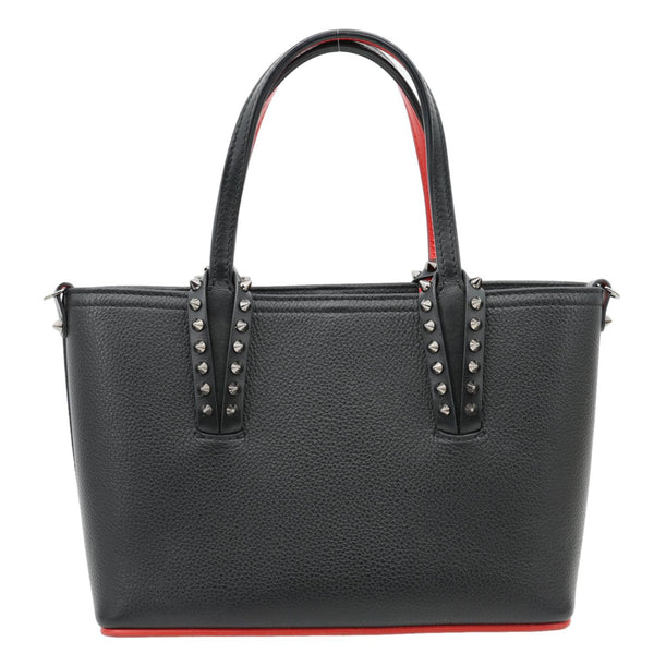 CHRISTIAN LOUBOUTIN Cabata Spikes Mini East West Calf Leather Tote Bag Black