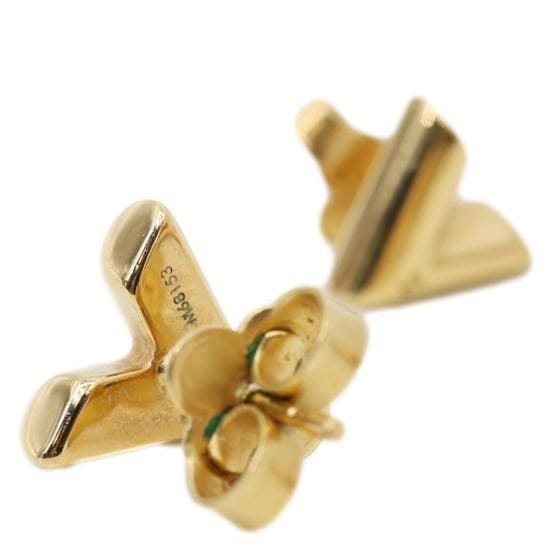 LOUIS VUITTON V Stud Essential Metal Earrings Gold