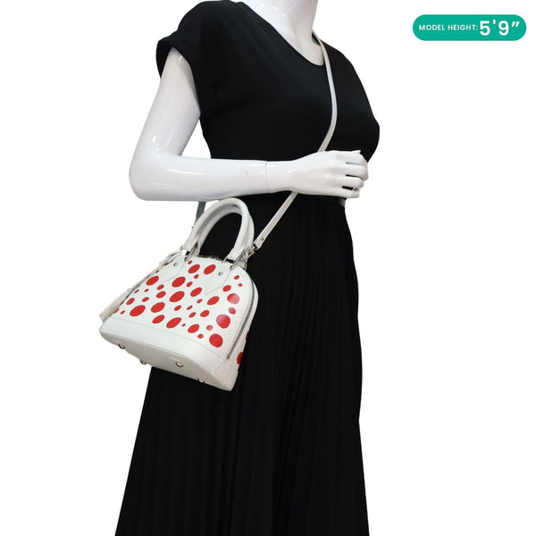 LOUIS VUITTON x YK Alma BB Infinity Dots Epi Leather Satchel Crossbody Bag White