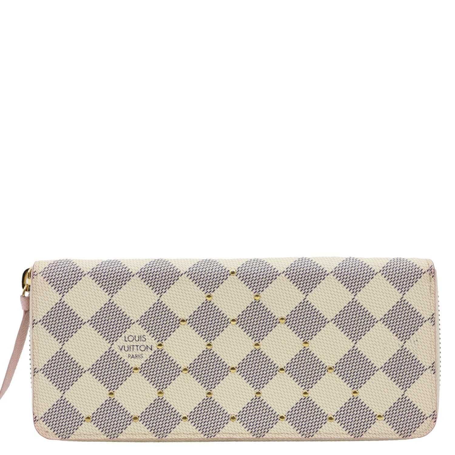LOUIS VUITTON Studded Clemence Rose Ballerine Damier Azur Wallet