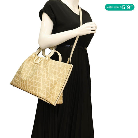 VALENTINO VLogo Signature Medium Toile Iconographe Tote Bag Off White