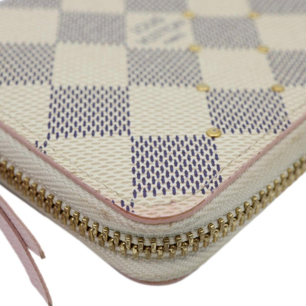 LOUIS VUITTON Studded Clemence Damier Azur Wallet Rose Ballerine