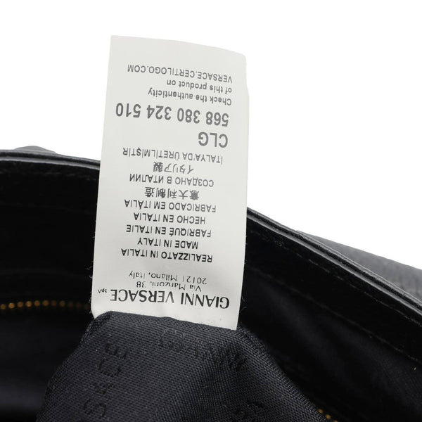 VERSACE Medusa Head Leather Messenger Bag Black