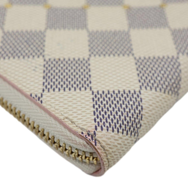 LOUIS VUITTON Studded Clemence Damier Azur Wallet Rose Ballerine