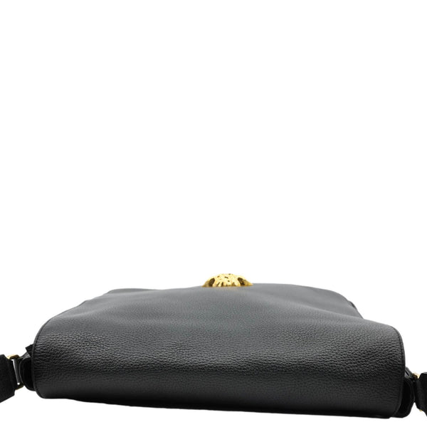 VERSACE Medusa Head Leather Messenger Bag Black