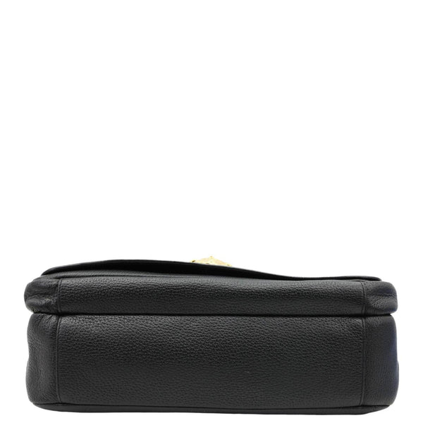 VERSACE Medusa Head Leather Messenger Bag Black