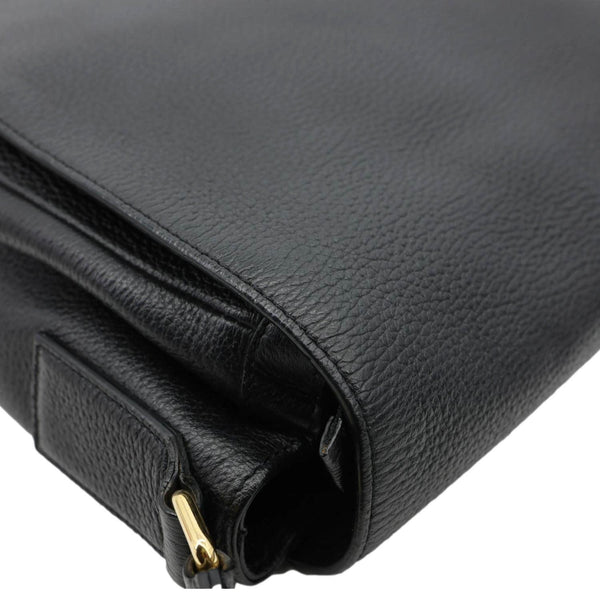 VERSACE Medusa Head Leather Messenger Bag Black