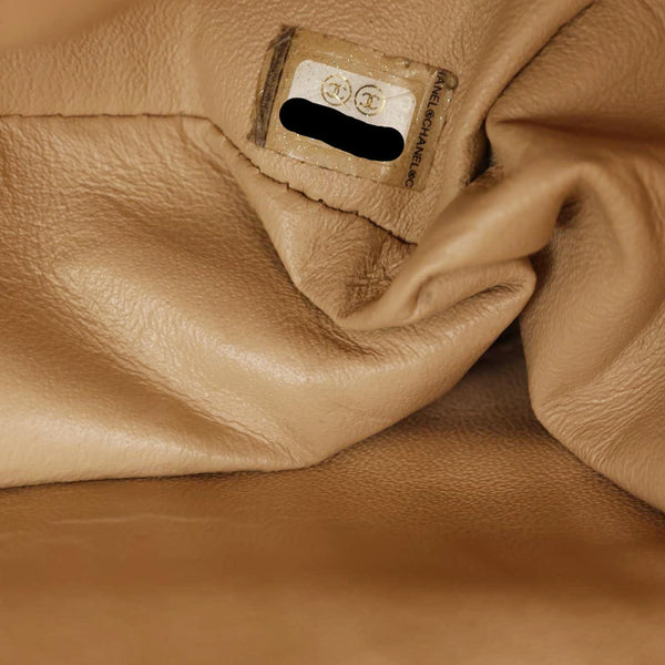 CHANEL Jumbo Classic Double Flap Caviar Leather Shoulder Bag Cream