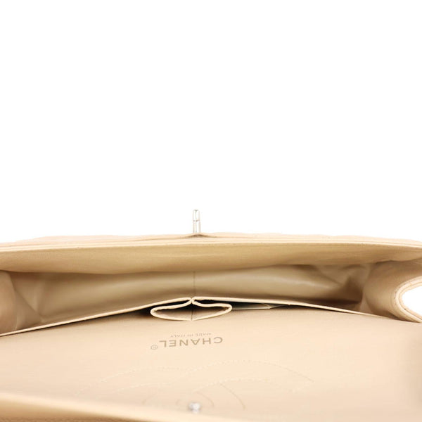 CHANEL Jumbo Classic Double Flap Caviar Leather Shoulder Bag Cream