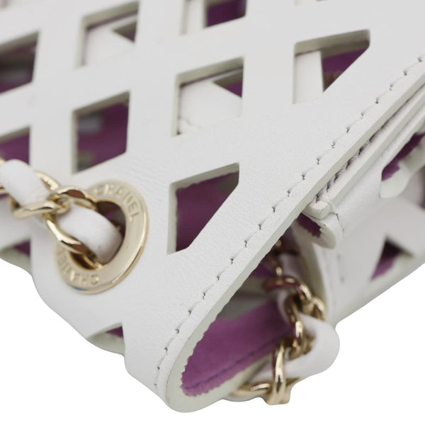 CHANEL See Through Flap Small Lambskin Leather Shoulder Bag White