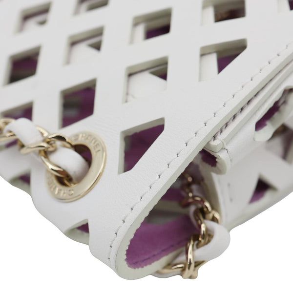 CHANEL See Through Flap Small Lambskin Leather Shoulder Bag White