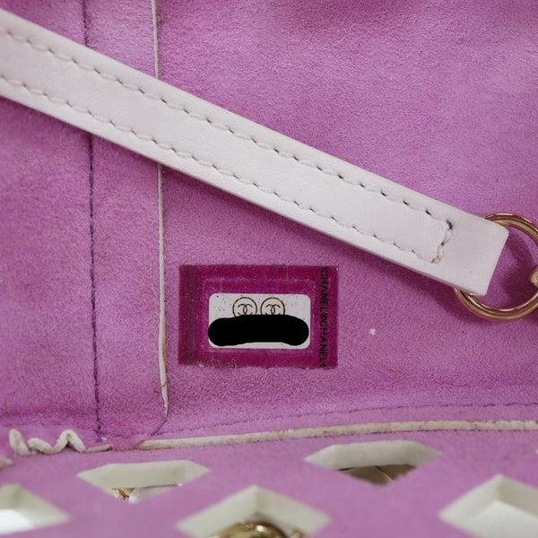 CHANEL See Through Flap Small Lambskin Leather Shoulder Bag White