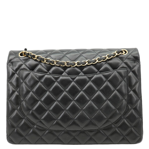 CHANEL Maxi Classic Double Flap Calfskin Leather Shoulder Bag Black