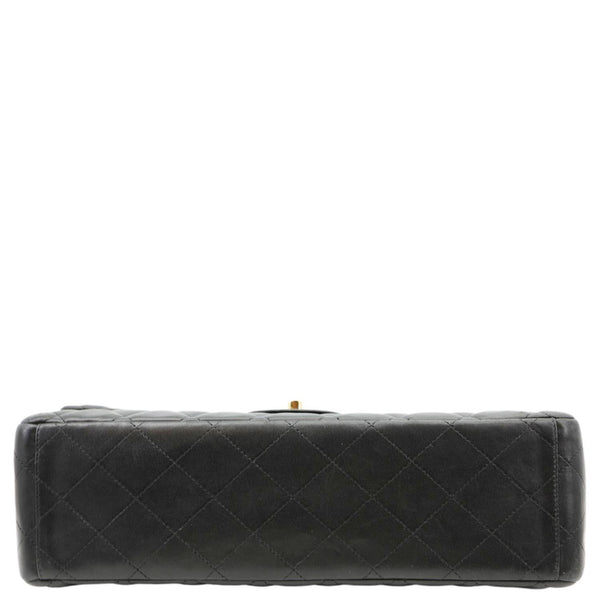 CHANEL Maxi Classic Double Flap Calfskin Leather Shoulder Bag Black
