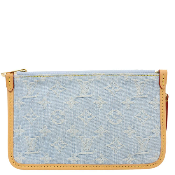 LOUIS VUITTON Monogram Denim Pochette Wristlet Light Blue