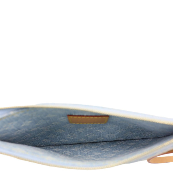 LOUIS VUITTON Monogram Denim Pochette Wristlet Light Blue
