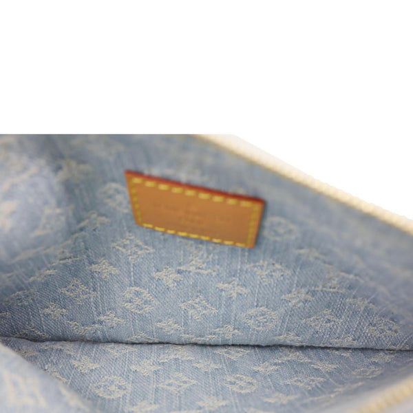 LOUIS VUITTON Monogram Denim Pochette Wristlet Light Blue