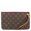 LOUIS VUITTON Neverfull Monogram Canvas Pochette Wristlet Brown