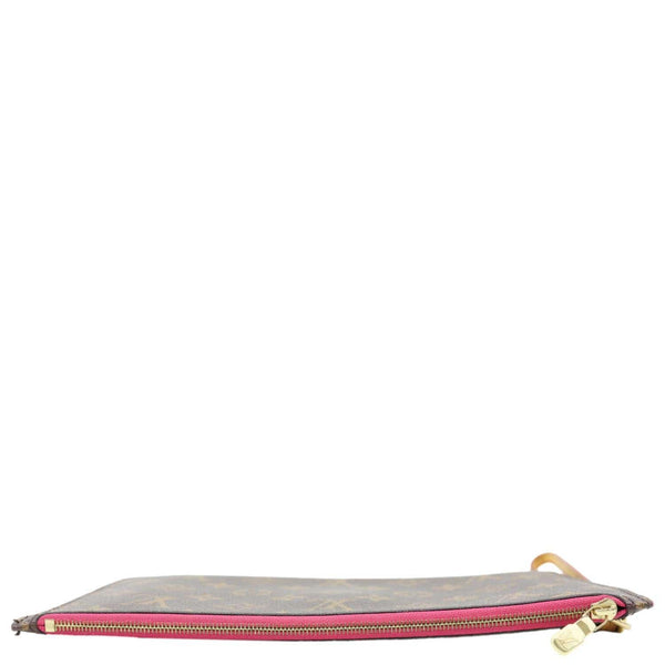 LOUIS VUITTON Neverfull Monogram Canvas Pochette Wristlet Brown