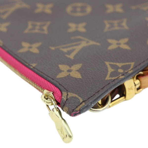 LOUIS VUITTON Neverfull Monogram Canvas Pochette Wristlet Brown