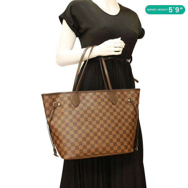 LOUIS VUITTON Neverfull MM Damier Ebene Shoulder Bag Brown