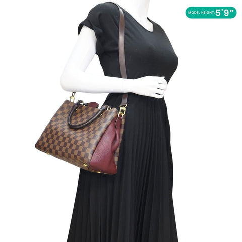 LOUIS VUITTON Brittany Damier Ebene Shoulder Bag Bordeaux