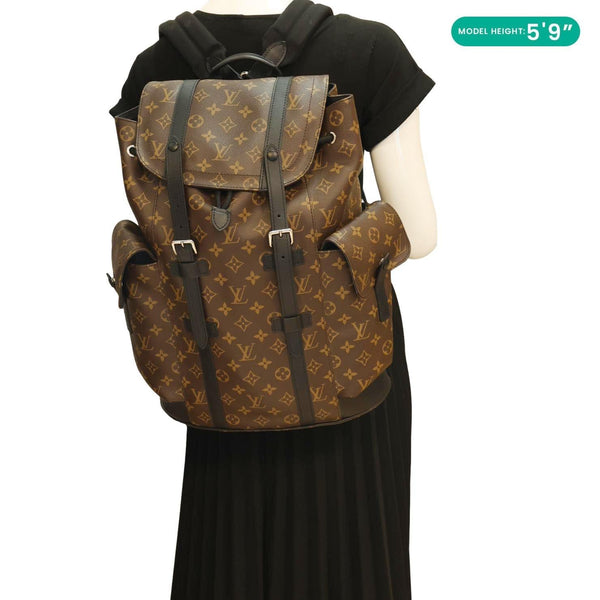 LOUIS VUITTON Christopher Monogram Macassar Canvas Backpack Bag Brown