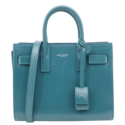 YVES SAINT LAURENT Sac de Jour Nano Calfskin Leather Satchel Bag Turquoise