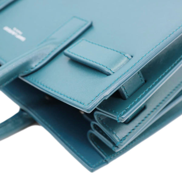 YVES SAINT LAURENT Sac de Jour Nano Calfskin Leather Satchel Bag Turquoise