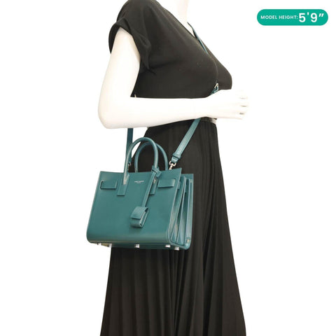 YVES SAINT LAURENT Sac de Jour Nano Calfskin Leather Satchel Bag Turquoise