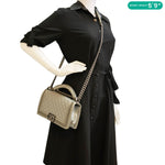 CHANEL Boy Flap Quilted Lambskin Leather Chain Around Top Handle Crossbody Bag Grey