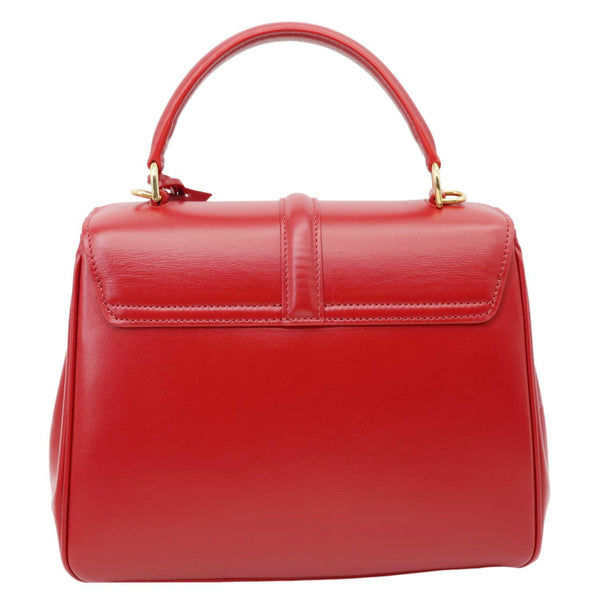 CELINE 16 Small Satinated Leather Top Handle Shoulder Bag Red