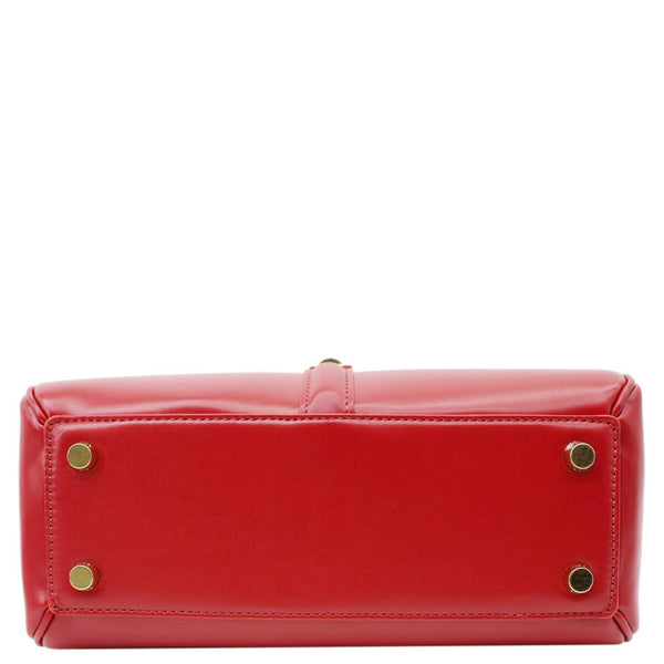 CELINE 16 Small Satinated Leather Top Handle Shoulder Bag Red