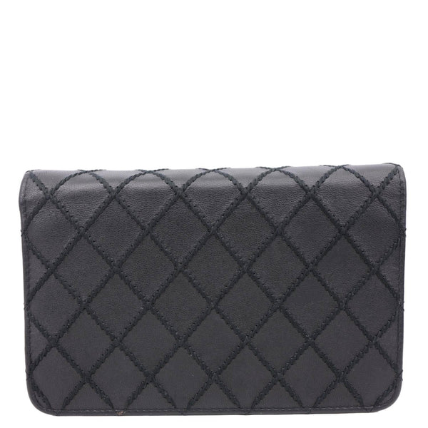 CHANEL Diamond Stitch Wallet On Chain Calfskin WOC Crossbody Bag Black
