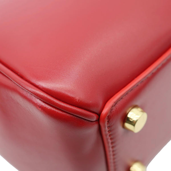 CELINE 16 Small Satinated Leather Top Handle Shoulder Bag Red