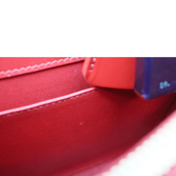 CELINE 16 Small Satinated Leather Top Handle Shoulder Bag Red