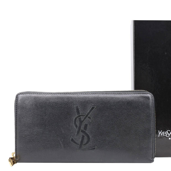 YVES SAINT LAURENT Belle De Jour Chevre Leather Zip Around Wallet Black